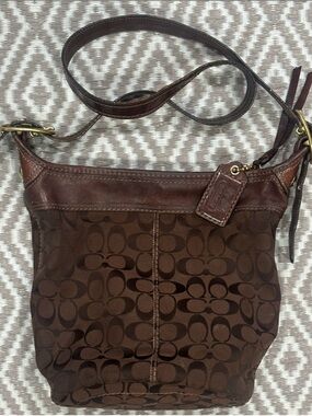 Vintage Coach Canvas Monogram Bucket Crossbody Bag Y2K Fashion